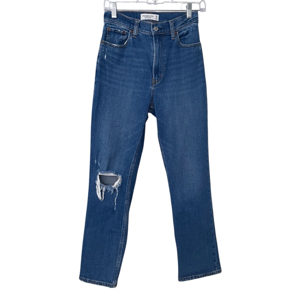 Abercrombie & Fitch Ankle Straight Ultra High Rise Curve Love Distressed 25/0